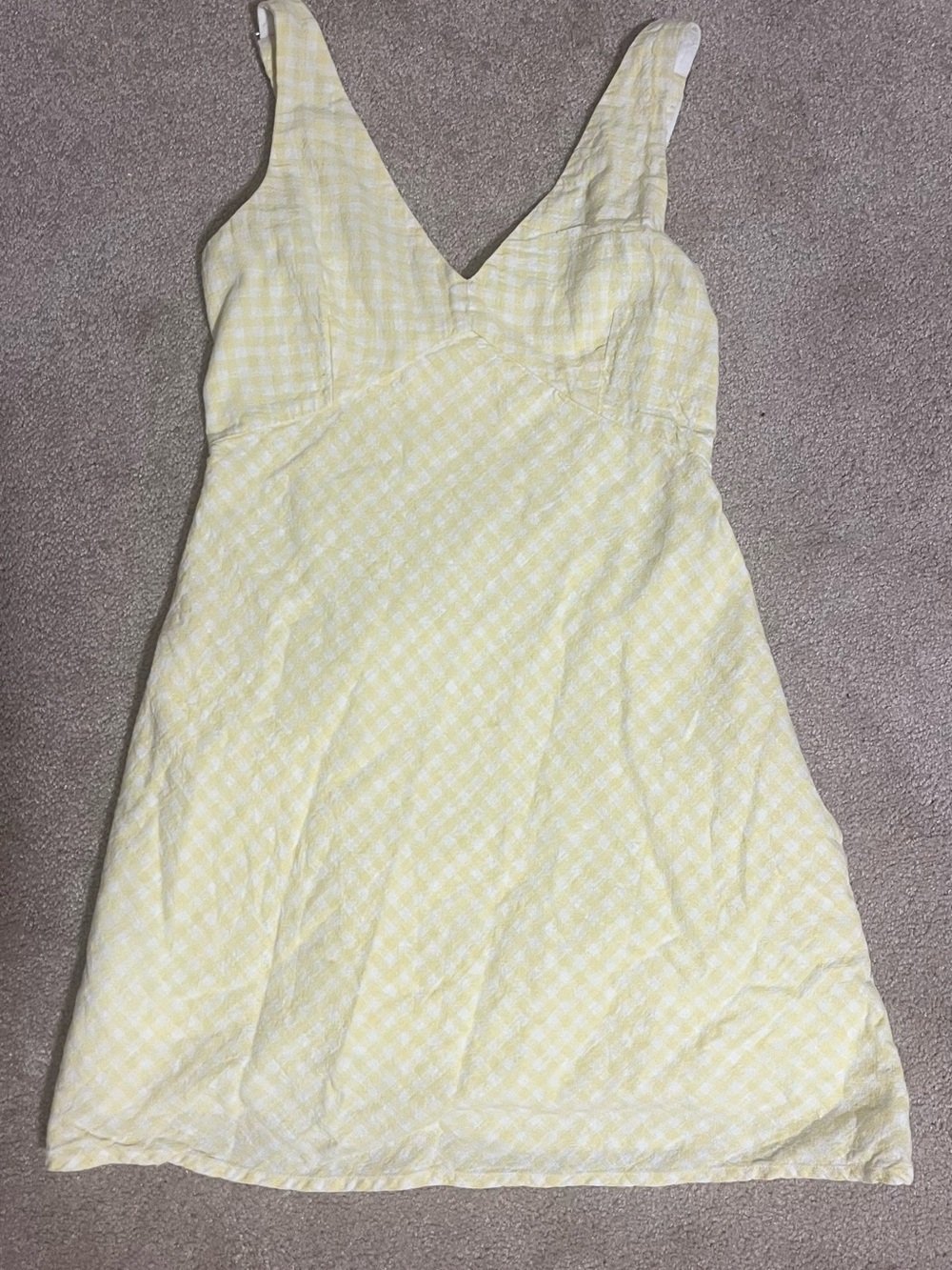 Abercrombie Linen Blend Yellow Gingham Mini Dress, Size Small, EUC - Picture 2 of 14